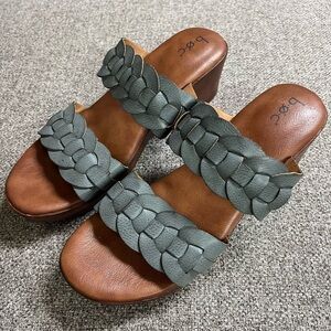 BOC by Born Jillian Block Heel Double Strap Slide Sandal blue Clog Womens 9 M